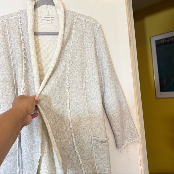 Coldwater Creek Duster Cardigan Sweater Lined Pocket Raw Hem - Picture 6 of 15